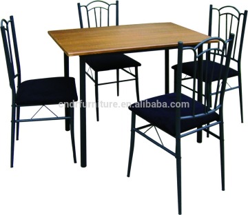 Beech color MDF board top fabric cushion 1+4 dining table set