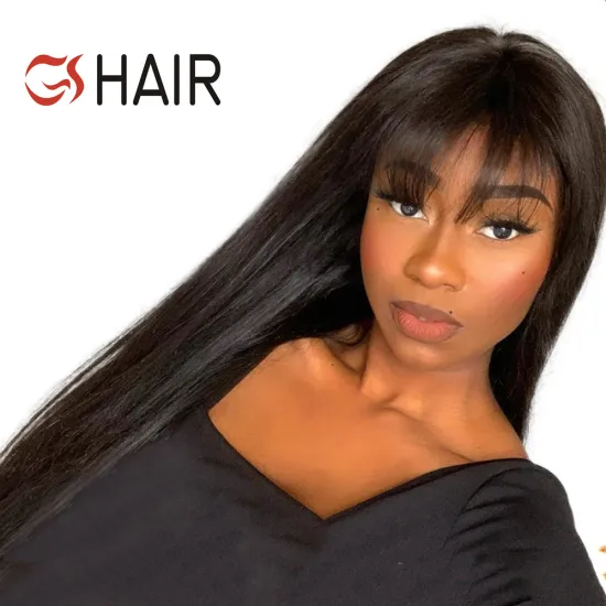 GS Glueless Brazilian Human Hair Wig with Bangs