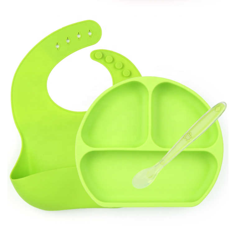 3 Pieces Silicone Baby Tableware Feeding Set