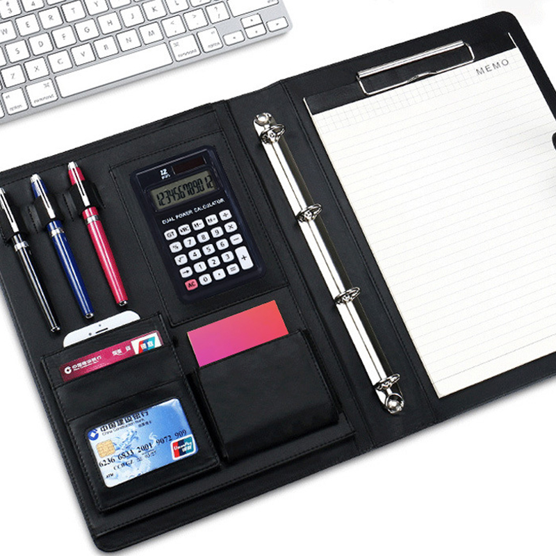 File Folder Multi-Function Calculator Black Portfolio Folder