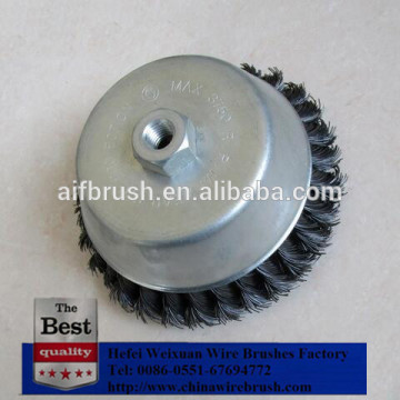75mm Threaded Knotted twist Wire Wheel Cup Brush for cleaning spot welds