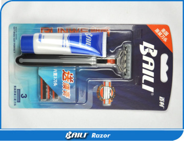plastic handle triple blade razor man shaving razor