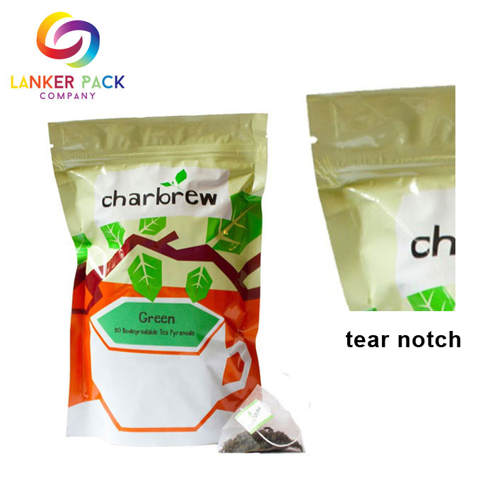 Custom Waterproof Plastic Tea Bag Packaging With Zipper