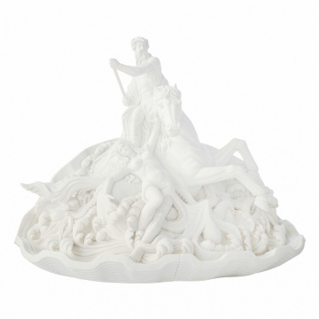Marble Sea Warrior Sculpture Waves Courage Décor Art