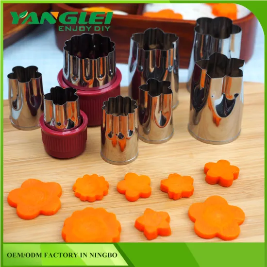 Vegetable Cutter Mold, Stainless Steel Mini Cookie Cutters Flower Shape Slicer Cake Fruit Cut Tool, Set of 8