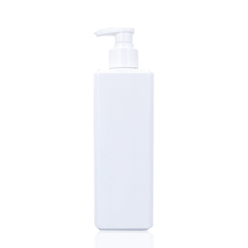 Square shape white color shampoo pump plastic bottle