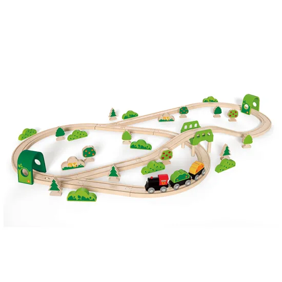 Wholesale Educational Wooden Toy Train Sets: 70-Piece Forest Railway Collection for Kids