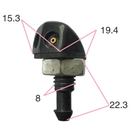 High Pressure Black PA Plastic Car Windshield Washer Sprayer Nozzle