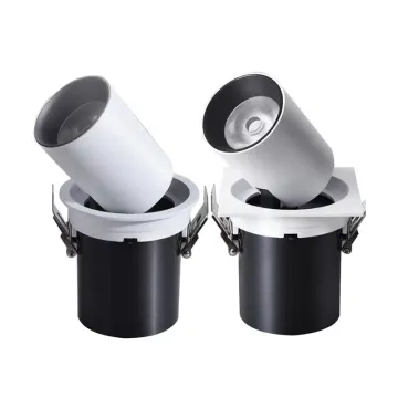 New 9W/10W/12W LED COB Downlight with 75mm Cut Out, Recessed and Adjustable Mounting in Black Finish - Luminous White Emitting