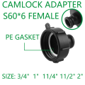 2 × 11/4 de polegada IBC Tank Adapt Manguation Connector