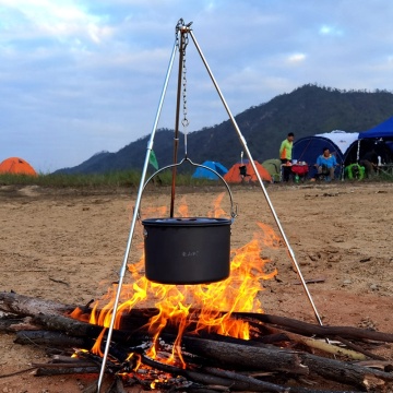 Outdoor Camping Cooking Gear: Tripod Pot, BBQ Grill, Campfire Rack, and Hiking Tools for Picnics and Survival