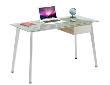 Modern Tempered Glass Top Desk for Home Office