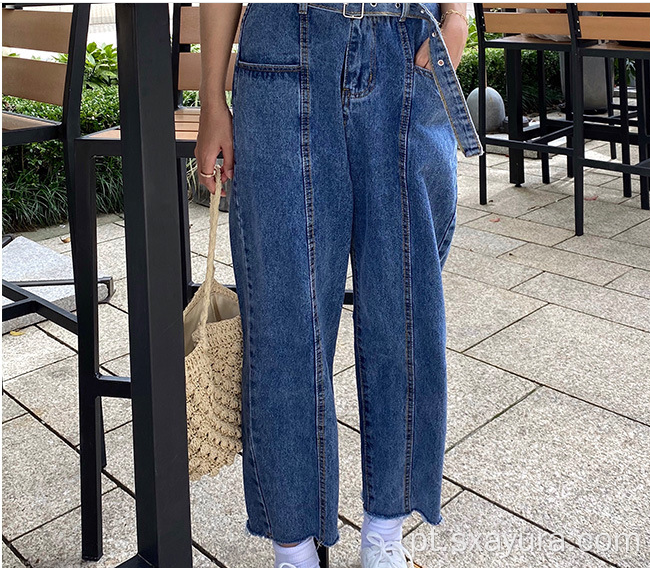 Nova calça jeans com costura média para mulheres