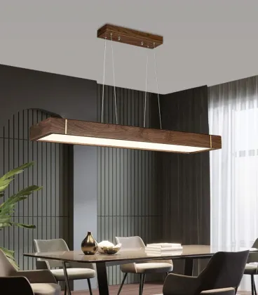 Solid Wood Pendant Light for Office - Wood Chandelier Bar Light