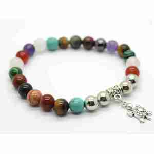 Natural Gemstone Bracelet with alloy pendant