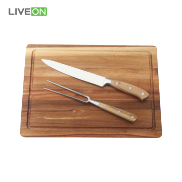 Acacia Wood Cutting Board and Knife Set