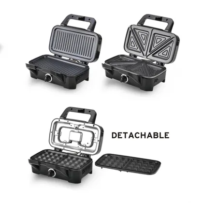 1200W Multifunction Breakfast Sandwich Maker with Detachable Plates - 3 in 1 Breakfast Maker