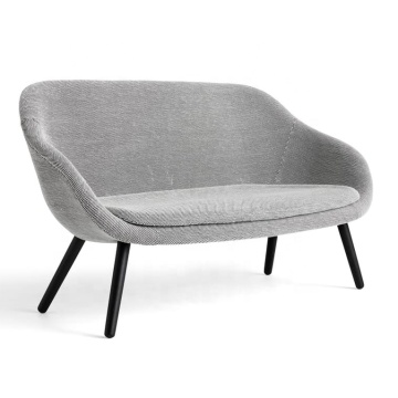 Two-Seat Fabric Reception Sofa with Wooden Legs for Commercial Public Spaces