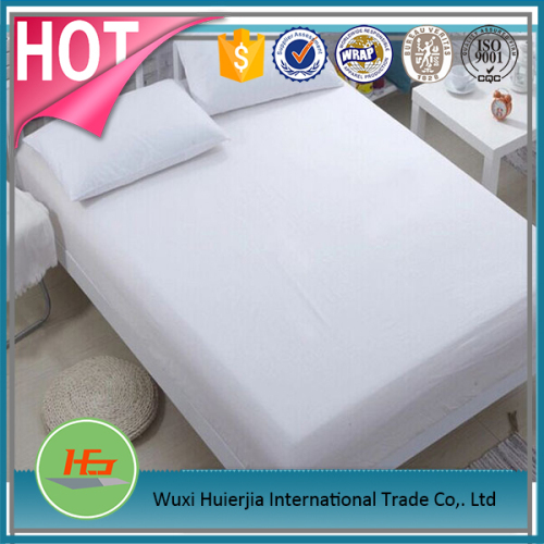 Hotel Full Size Bed White 100% Cotton Fitted Sheet with Elastic