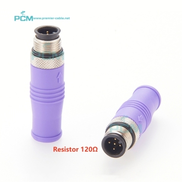 CANOpen M12 Male Terminating Resistor 120ohm 0.5W for Bus Systems: CAN, DeviceNet, NMEA2000