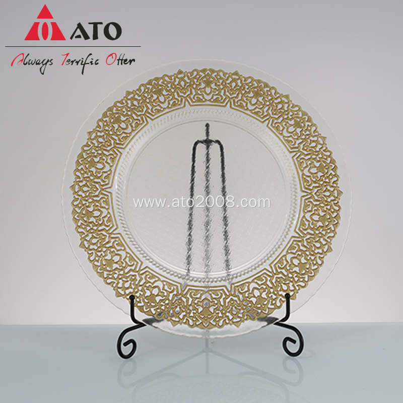 Gold Unique Decorated Glass Plate tabletop dinnerware plate