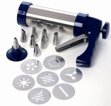 Stainless Home - Made Cookie Press Gun Biscuit Making Machine, Equipment With 8 Nozzles