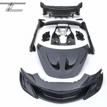 600LT -stil torr kolfiber främre stötfångare, sidokjolar och huvkit för McLaren 540C/570s