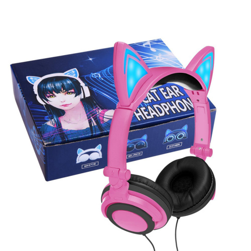 Wired Kids Cat ear Headphones with LED Glowing