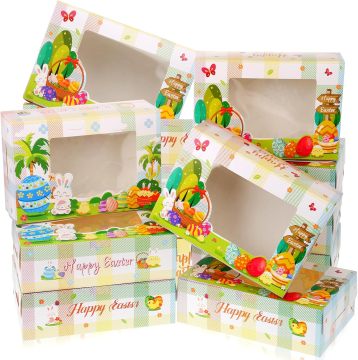 12 Pcs Color Easter Buffalo Plaid Bunny Egg Cookie Gift Boxes