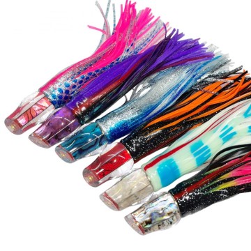 OEM berkualiti tinggi OEM sotong skirt resin kepala trolling untuk air masin marlin dan tuna