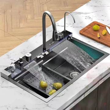 Handmade Black Digital Display Stainless Steel 304 Kitchen Sink