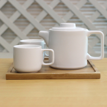 Custom White Porcelain Tea Set for Two - Tea Pot and Cups