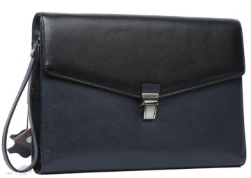 Top Grade Multifunctional Vogue Contrast Color High Security Lock Clutch Men's Leather Document Bag for A4