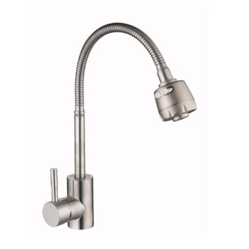 Deck mounted dual handles Double spout kitchen faucet