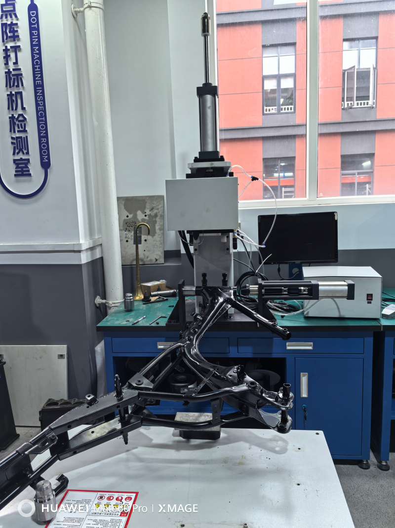 specific application of marking motorcycle frame steering head tubes