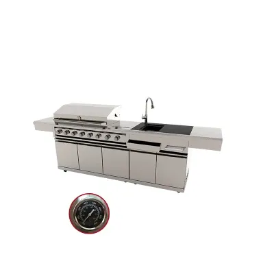European Style Large BBQ Grill Outdoor Garden Kitchen with Side Burners