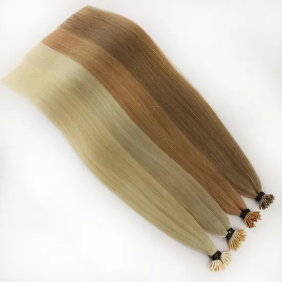 Wholesale Custom Logo Natural 100% Bone Straight Cuticle Aligned Hair Remy Cuticle Human Hair Extensions I Tip Stick Tip 26 Inch