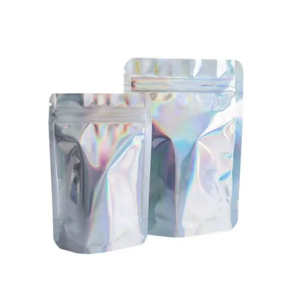 Zipper Laser Holographic Mylar Bags Holographic Pouches