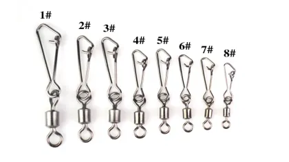 200Pcs/Lot Fishing Rolling Swivel With Hooked Snap Fish Lure Connector 5# 28kg/Brand Steel Alloy Fishing Tools