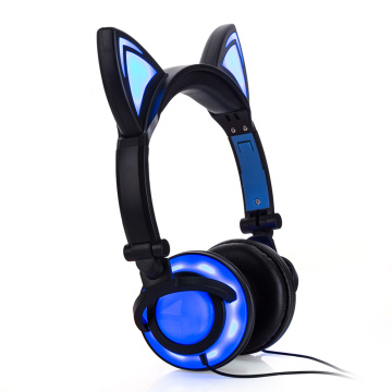 Headphone Cat Ear Headset Chargeable LED Foldable Earphones