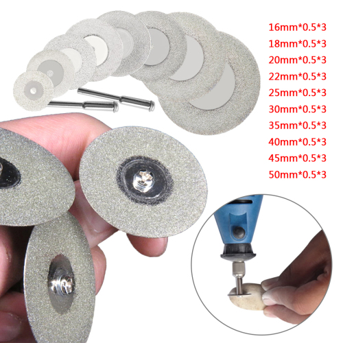 Diamond Grinding Cutting Wheel Disc Sharpener 10pcs 16-50MM Abrasive Disks with 2X Connecting Shank for Dremel Rotary Tools