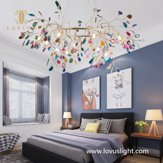 Color modern creative villa chandelier Flower shape custom bedroom living room chandelier