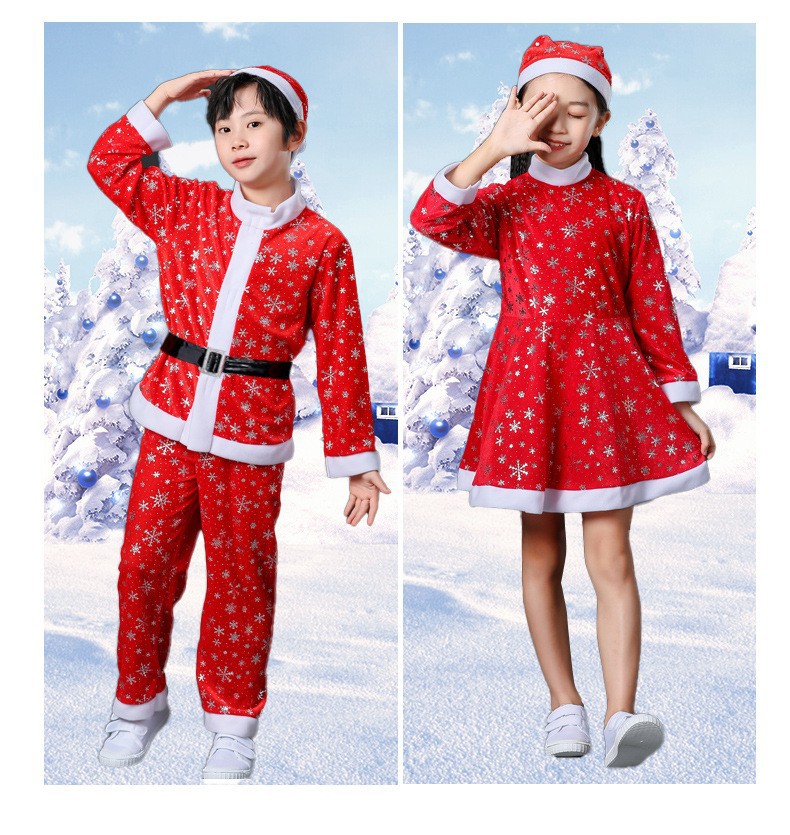 Kids Boys Girls Xmas Party Red Costume Set