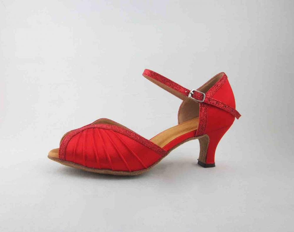 Womens Red Satin Salsa Shoes