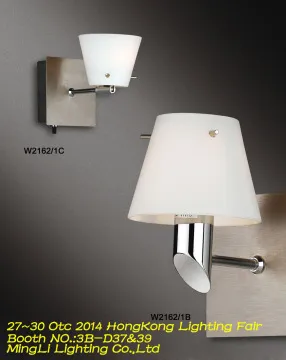 Modern glass wall lights with stain nikel shade