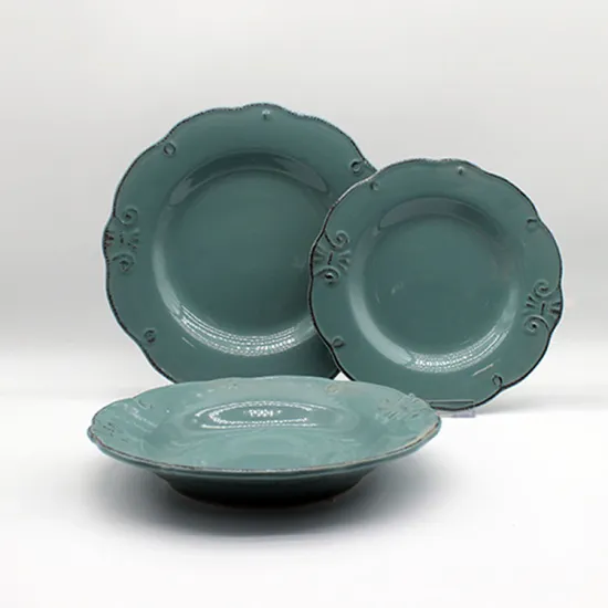 Wholesale New Design Embossed Stoneware Dinnerware Set