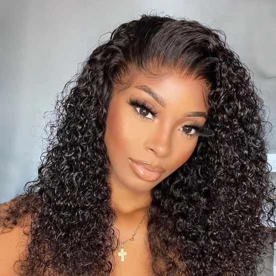 Cheap Virgin Brazilian Cuticle Aligned Natural Remy Human Hair Kinky Curly Lace Front Human Hair Wig Pre Plucked For Black Women