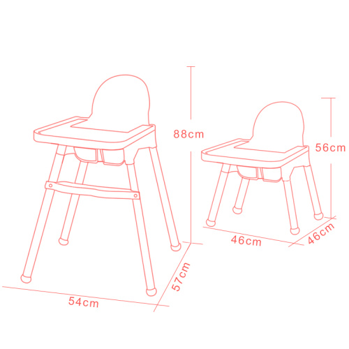 Plastic Baby High Chair With Stainless Steel Legs