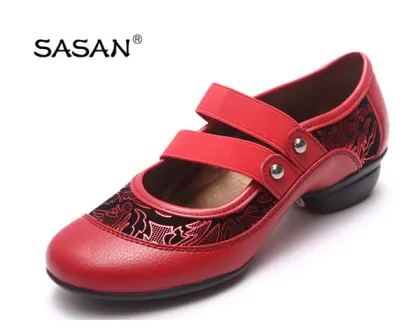 Red Dance Shoes Women Dance Sneakers Walk Shoes Comfortable Shoes 8851