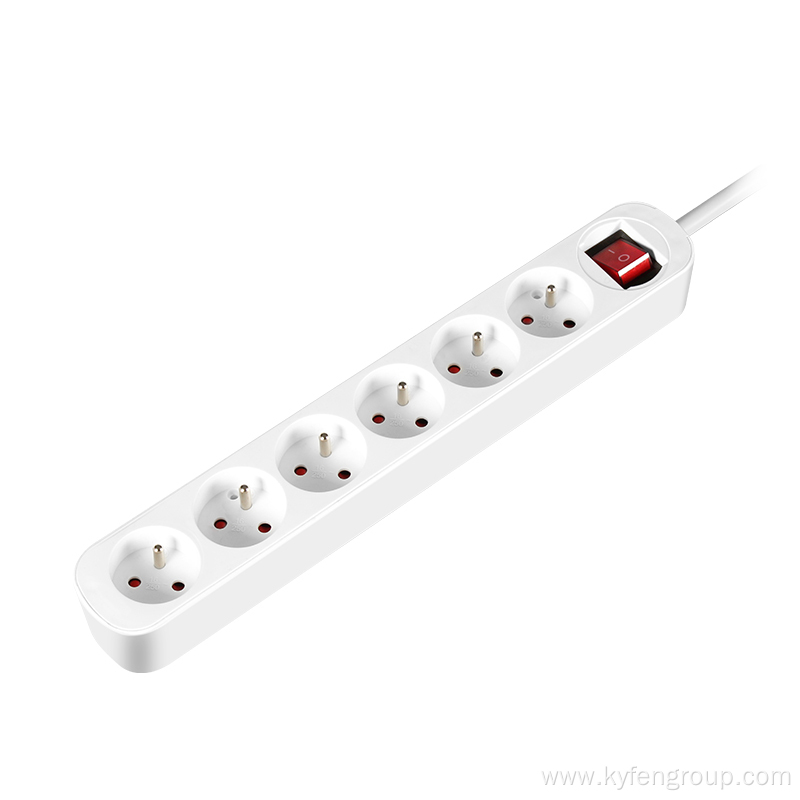 France 6-socket power strip with light switch